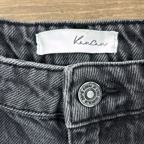 KanCan Black Jean Shorts Distressed Raw-Edge Hem - Picture 2 of 5